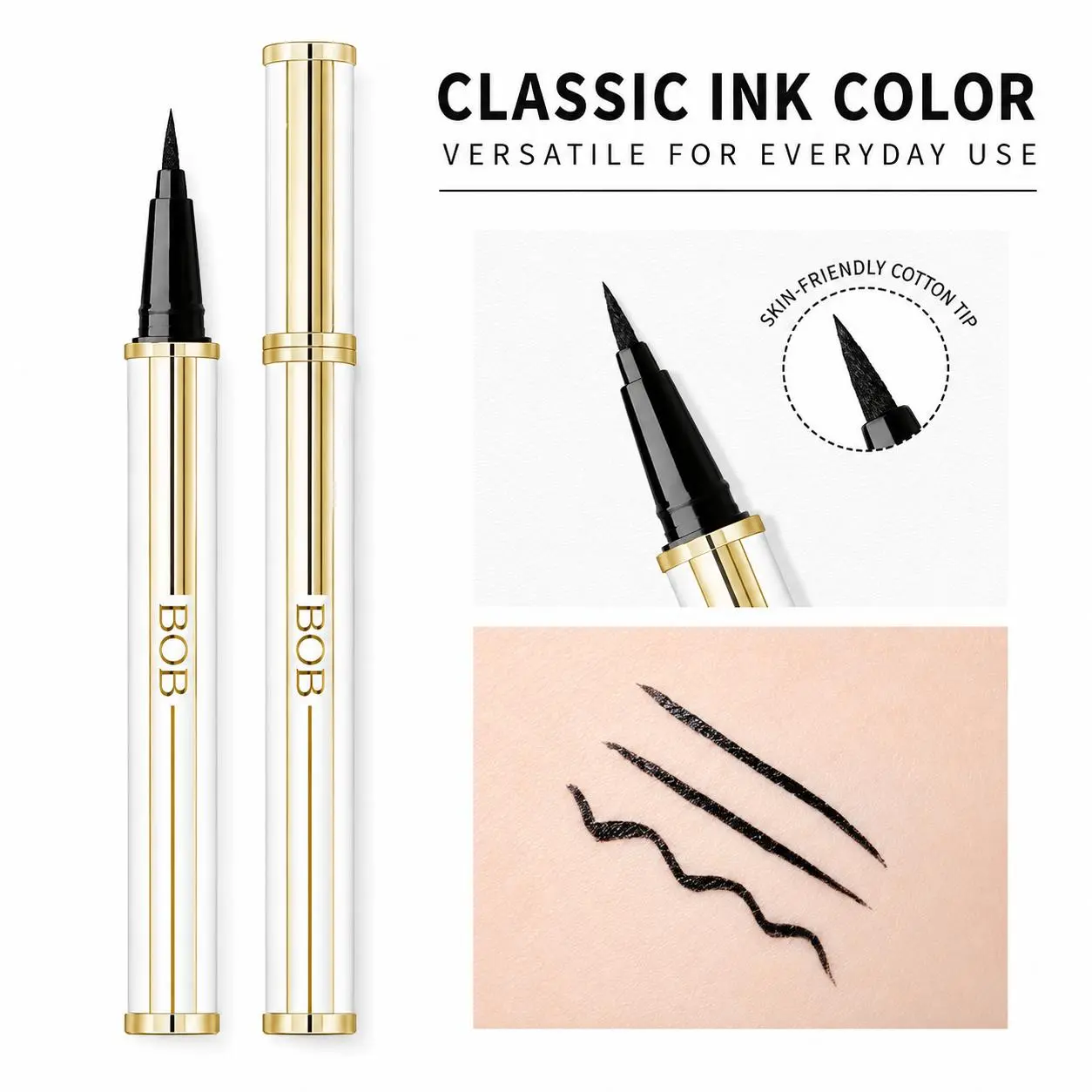 Professional Beauty Tool, Waterproof Lambskin Eyeliner Pen – Smudge-Proof Long-Lasting Smooth Thick Tip for Defined Eye Looks, All-Day Wear & Simple Beginner Use - Women’s Daily Eye Makeup Tool, Cosmetics Lipliner marker quick dry