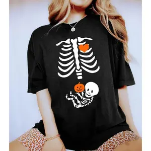 Skeleton Halloween Maternity Shirt, Funny Pregnancy Announcement 2024 Shirt, Pregnant Women Costume, Fall New Mom Sweater, Mommy to Be Gift, Pregnant Halloween Shirt, New Mom Halloween Shirt, Trending Shirt For Women