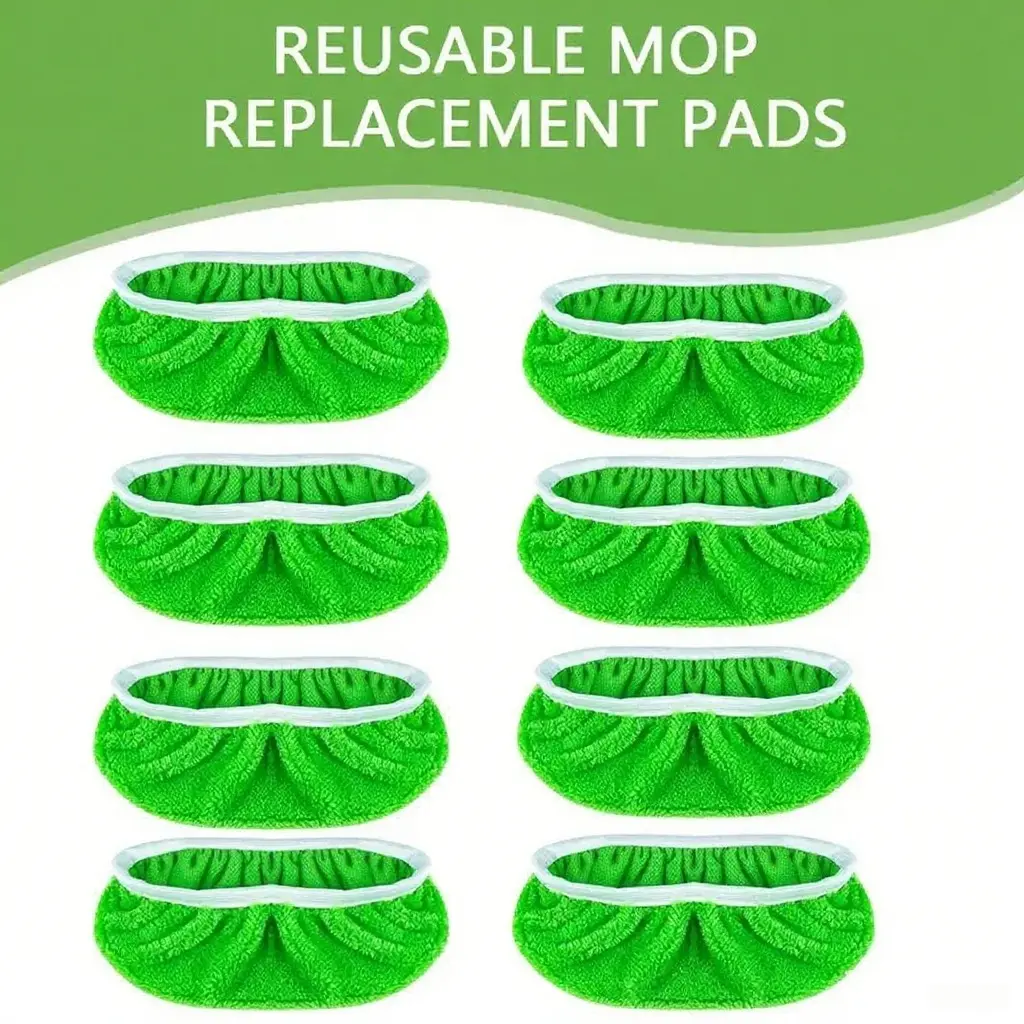 8pcs Premium Microfiber Reusable Mop Replacement Pads - Water Absorbent, Effective Dust Removal, Washable, Durable, Easy to Clean, Wet & Dry Use - Cleaner for Bathroom, Kitchen, Living Room, Set, Cleaning