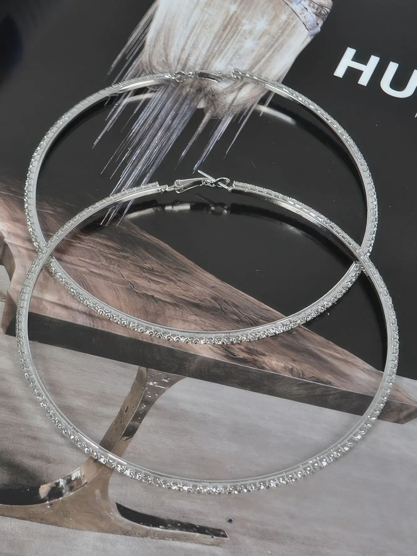 10cm double rhinestone hoop earrings 10cm double rhinestone hoop earrings