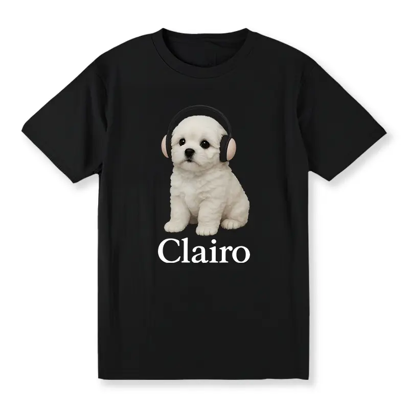 Clairo dog puppy headphones T-shirt tee merch Y2K cute trend classic casual graphic gift