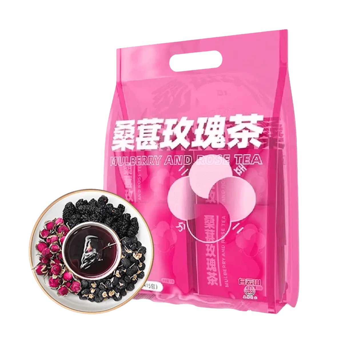 Mulberry Rose Tea 6g x 15 Bags - Herbal Tea Beauty and Wellness Tea for Radiant Skin GUANGYAOBAIYUNSHAN
