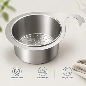 Stainless Steel Swan Sink Strainer Basket, Hanging Drain Basket for Food Scraps, Fruits & Vegetables