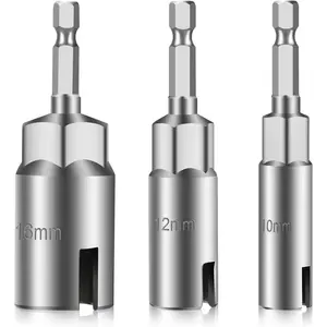 3 Pcs Wing Nut Driver Tool Set,1/4" Hex Socket Wrench Bits,Heavy Duty Hurricane Shutter Eye Bolts & C Hook Fastener Remover for Power Drills,Halloween Christmas Party Fathersdaygift,Hand Tools Kits