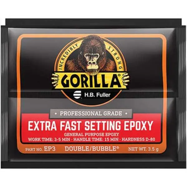 Gorilla Pro Quick Setting Epoxy Adhesive - 3.5 g Foil Pack, 3-5 Min Working Time, EP3-100