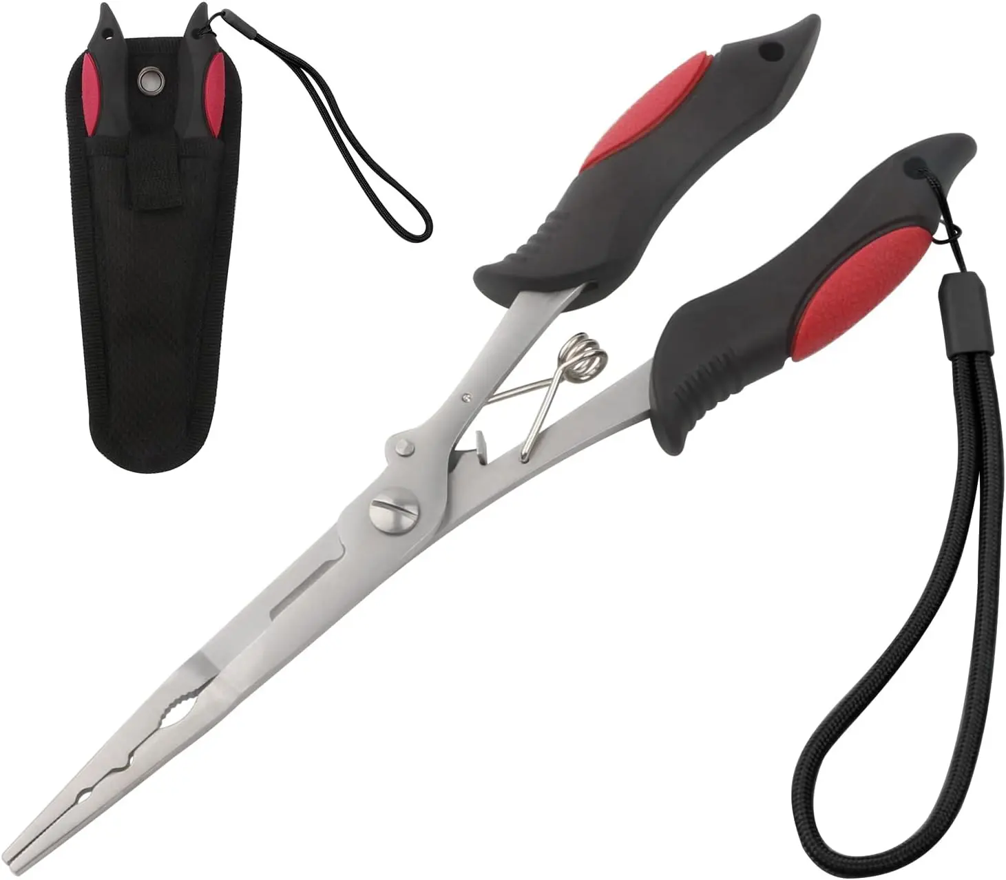 Long Nose Fishing Pliers,Ice Fishing Gear,Stainless Steel Hook Remover Braid Cutter Rustproof Fishing Multi-Tools Fishing Gripper for Freshwater Saltwater