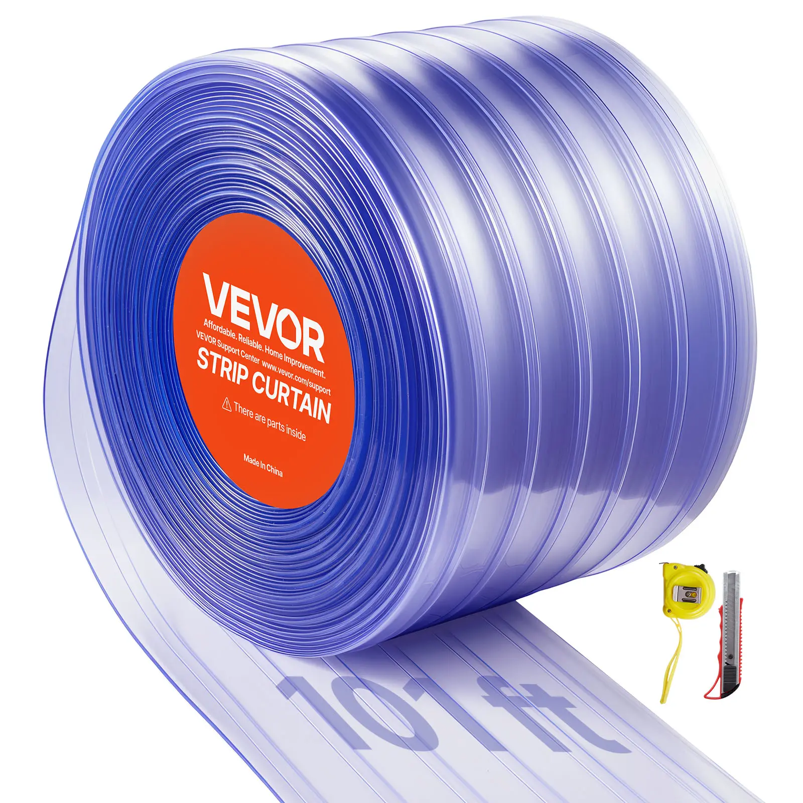 【Summerfinds】VEVOR Clear PVC Strip Curtain,101 ft Length x 12 in WidthRibbed Plastic Door Strip Bulk RollWalk in Freezer Cooler Curtain Strips for Doorways of SupermarketGarageWarehousePet Animal House