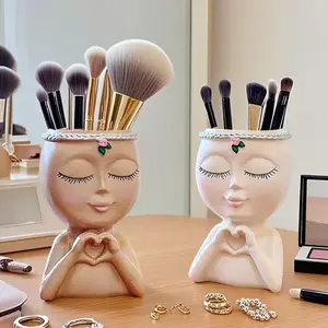 Cute Girl Pen Holder – Elegant Desk Organizer for Study, Office & Living Room Decoration