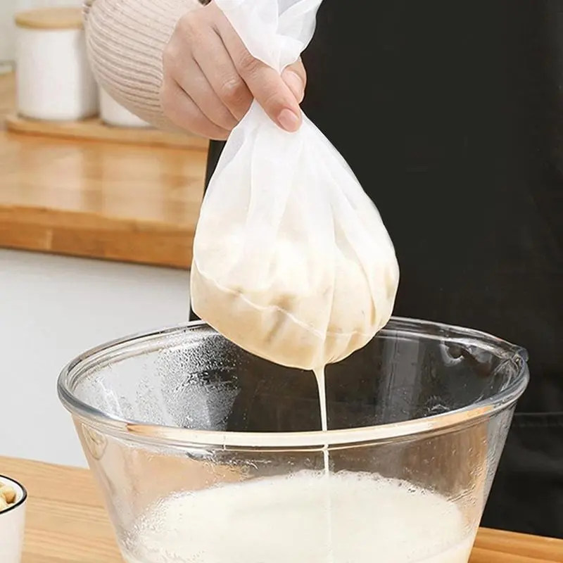 Nylon Food Filter Bag with Drawstring, 1 Count Reusable Vegetable Juice Filter Bag, Tea Coffee Yogurt Filter, Kitchen Utensils & Gadgets, Summer for Gift