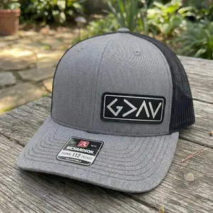 God Is Greater Than The Highs And Lows Leather Patch Hat, Vintage Americana Christian Faith Trucker Cap, Retro Religious Symbol Statement Snapback