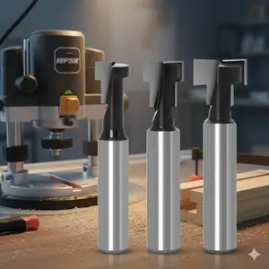 1/4" Shank t-Slot Router Bit Set, 1 or 3-Piece Keyhole Slot Cutter, Precision Grooving Bit for Woodworking & Metal, Durable Milling Tool for Furniture Making, Hex Bolt Hole Engraver Accessory