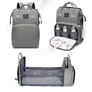 Outdoor Travel Baby Bed Bag, Diaper Backpack with Changing Table, Multi-Functional Waterproof Large Capacity, Boy and Girl Infant Care