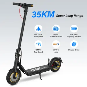 DXH Electric Scooters,10" Tires, Up to 19MPH & 20Miles, with 500W Motor, for Teens with Dual Braking Safe System, Folding Electric Scooter with APP Control for Adults