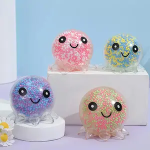 4 Pcs Cute Octopus Soft Stress Relief Balls, Colorful Beads Filled Toys for Teens and Adults, Christmas Halloween Thanksgiving Gifts, Stress Relief Fidget