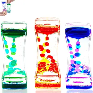 Liquid Dual-Color Oil Moving Bubble Timer Sensory Relaxation Item, Sensory Fidget Relief, Stress Relief Fidgets, Handheld Desk Decoration, Ideal Gift for Colleagues and Teens (Blue-Green)
