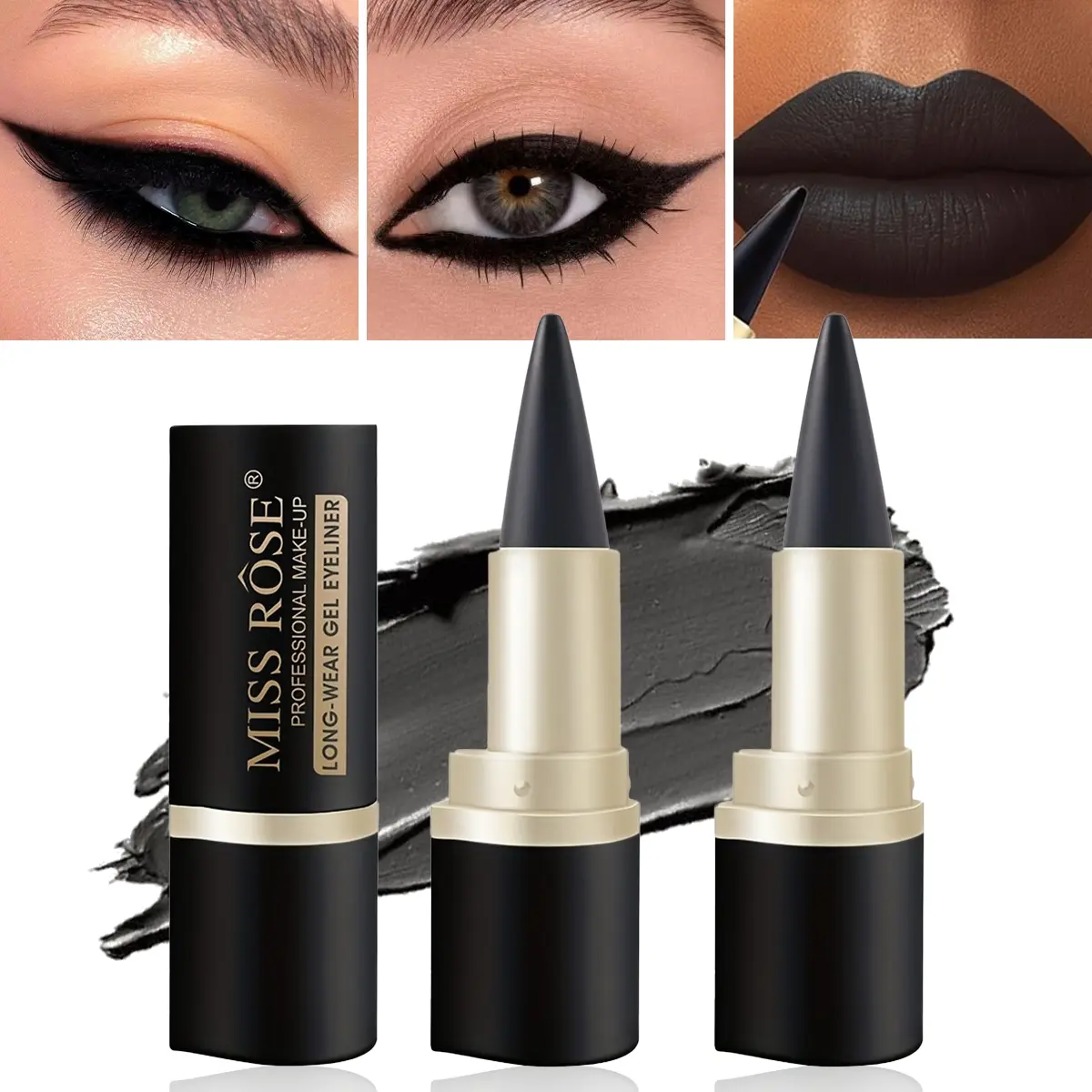 Waterproof Sweatproof Eyeliner Gel Pen, 2 Counts/set Long-Wear Matte Eyeliners, Smooth and Easy to Apply, Daily Makeup Essential, Balm, Eyeliner Bundle