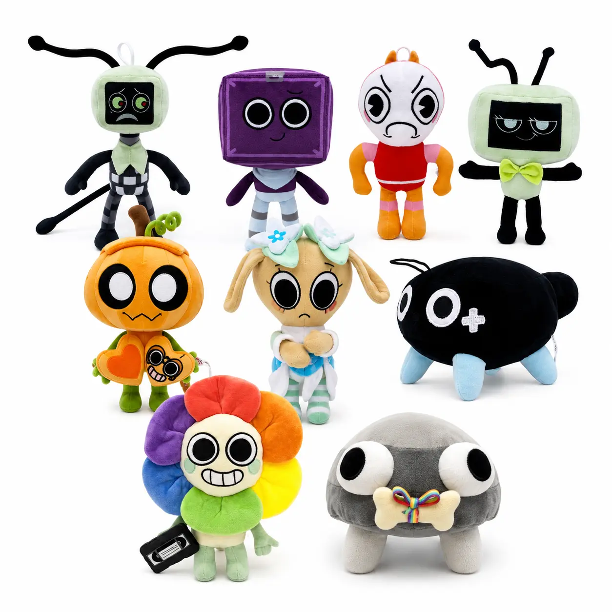 9-Piece Multicolor Plush Toy Set, Assorted Cute Shape Stuffed Toys with Expressive Faces, Novelty Collection for Room Display, Party Favors, Birthdays and Holiday Gifts sohochic