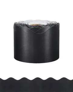 VEVOR Bulletin Board Border, 65.6 Feet Rolled Border Trim, Scalloped Bulletin Board Paper with Wavy Line Design, Classroom Border for Bulletin Board, School, Classroom, and Locker Decoration, Black