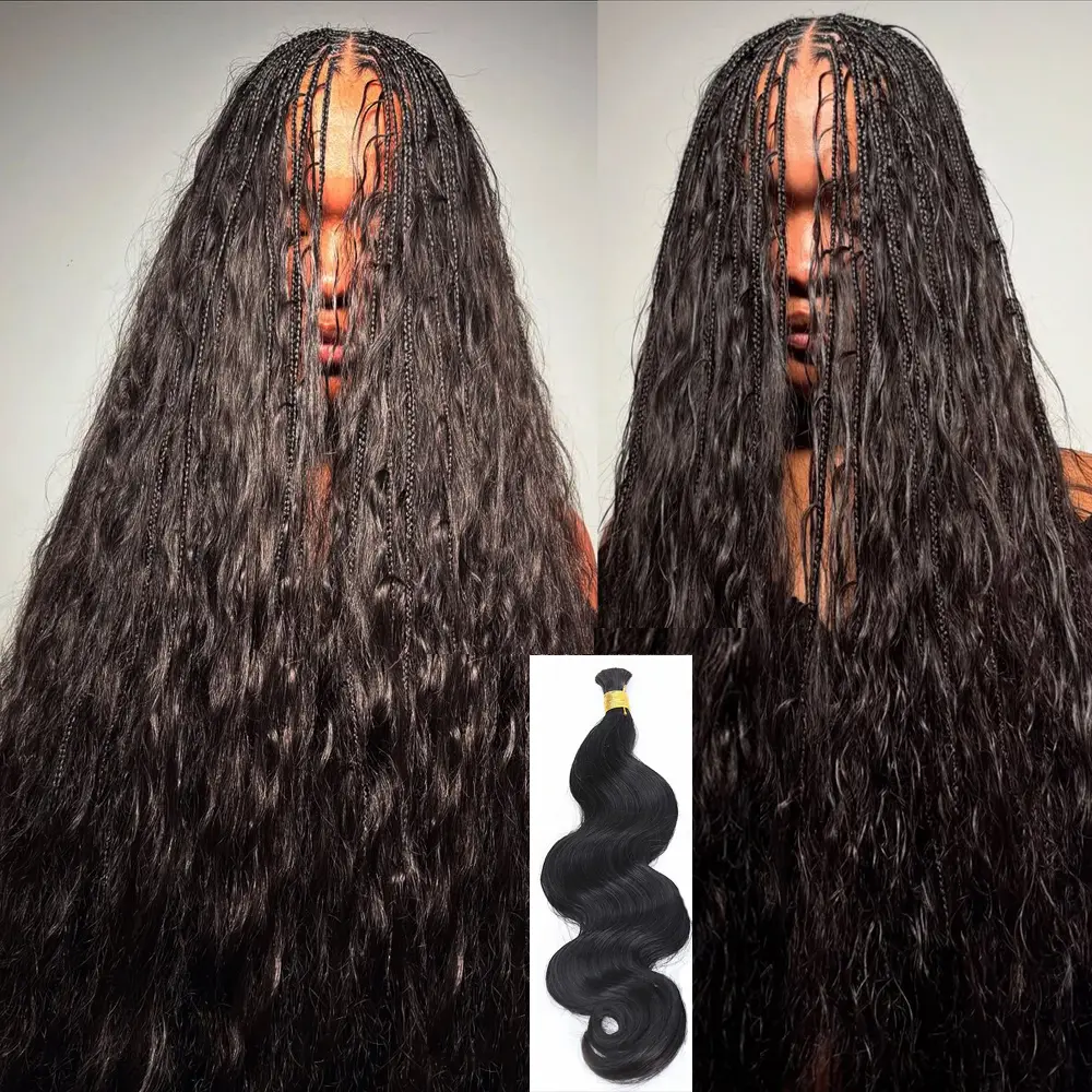 YWIGS Double Drawn Burmese Human Braiding Hair for Boho Braids 100g Per Bundle Human Hair for Boho Braids Body Wave Bulk Human Braiding Hair Boho Hair #backtoschool #backtoschoolshopping #sohochic