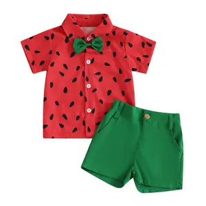 Toddler Baby Boy Watermelon Shorts Set Summer Clothes Button Down Short Sleeve T Shirt Tops Shorts Set 2Pcs Fruit Hawaiian Outfits