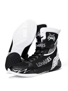 Men's Boxing Training Shoes, Non-slip Grip Tread Professional Wrestling Shoes, Tear-resistant Upper & Ankle Lock Sports Shoes for Pro Wrestlers