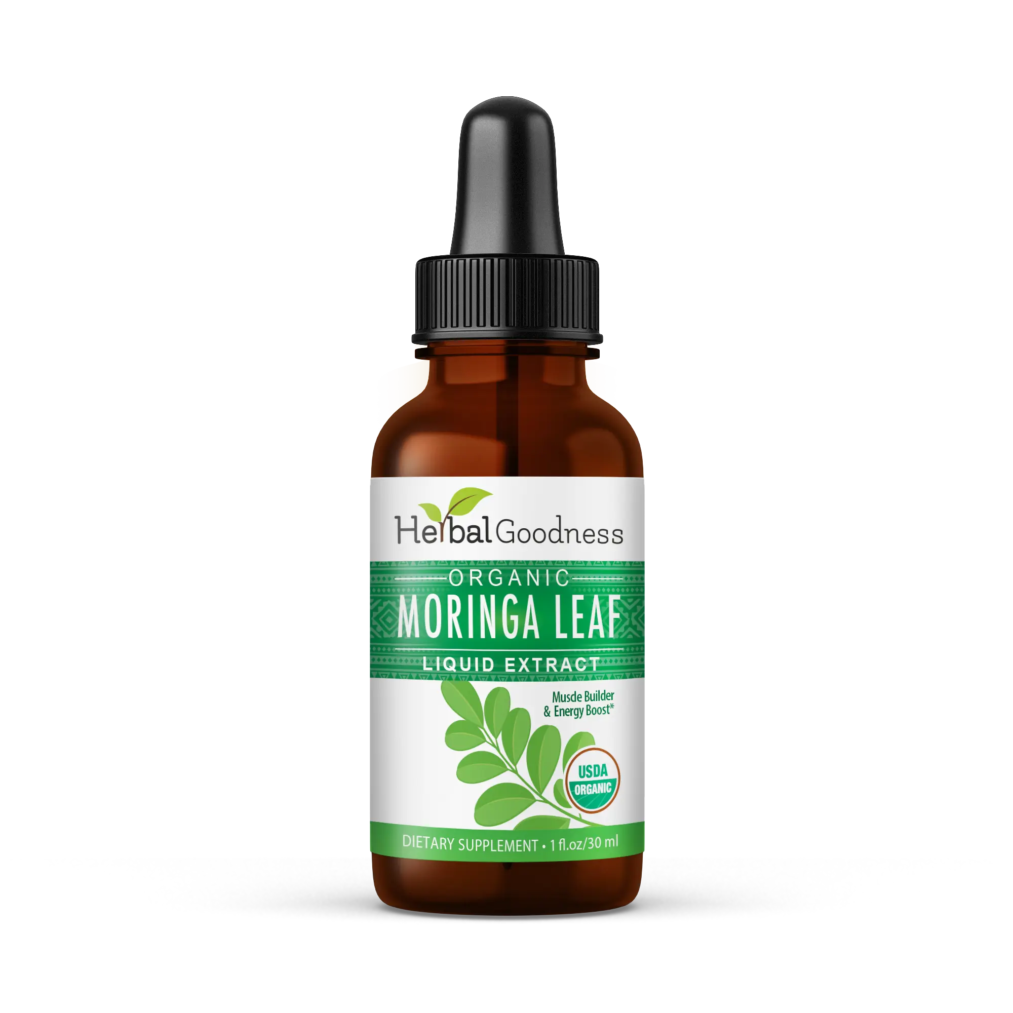 Herbal Goodness Organic Moringa Leaf Extract Liquid 10:1 - 1oz Natural Organic Plant-Based Vegan Dietary Fitness Supplement - US Made, High in Vitamin C, Protein, Antioxidants - Energy & Immunity Booster