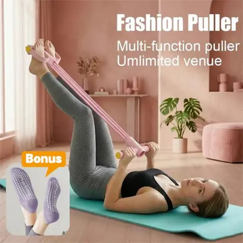Multi-Tube Natural Latex Resistance Band with Pedal - Elastic Exercise Accessory for Stretching, Workout, Yoga Fitness, Sports & Outdoor Equipment, Mother's Day Gift, Elastic Exercise Bands, Fitness Accessories
