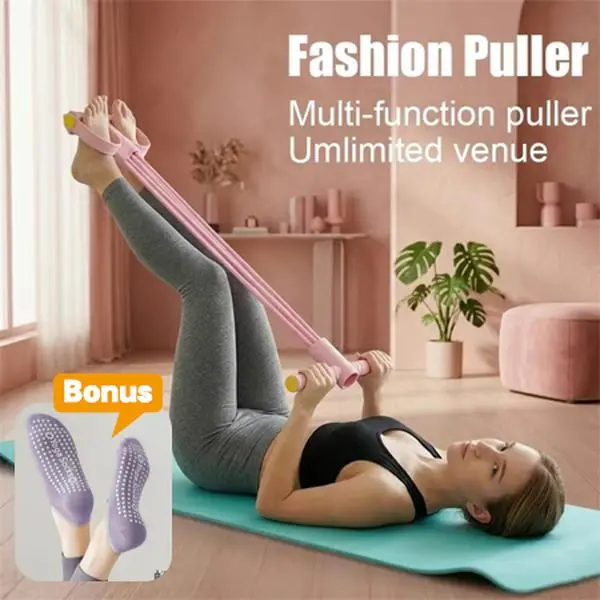 Multifunctional tension rope, 4-tube elastic yoga pedal tension belt, natural latex tension rope fitness equipment, rubber,mother's day gifts