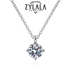 [123] Women's Synthetic Moissanite Necklace S925 Silver Round Shape Necklace Gift For Women's Mother Girl's Wife