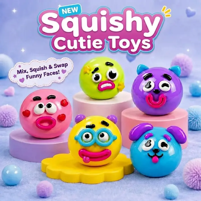 Kawaii Squishies Dog Face Toy - Ultra-Soft Slow Rising Texture Fidget Toy, Stress Relief Tool, Office Desk Decor for Adults with Anxiety, ADHD or Autism