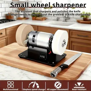 100W Portable Mini Grinder 7- Speed 3000-6000RPM Electric Banchtop Sander with 2 Grinding Wheels for Metal Sharpening DIY Hand Tools Kitchen Knives (6.3*3.9*3.9in)