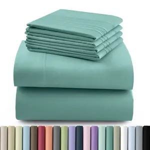 Hannah Bedding Sheet Set - 6 PC Brushed 100% polyester Bed Sheets 16 Inches Deep Pockets - Embroidered & Plain Pillowcases - Hotel Luxury Sheets Bed Set. bds