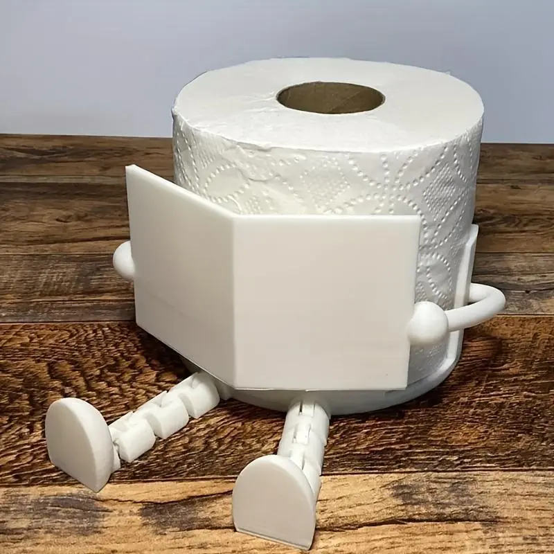 Artistic Movable-Joint Toilet Paper Dispenser, Durable Bathroom Organizer with Playful Art Reading Element, Home Bathroom Essential Restroom Gadget, Bathroom Organizers