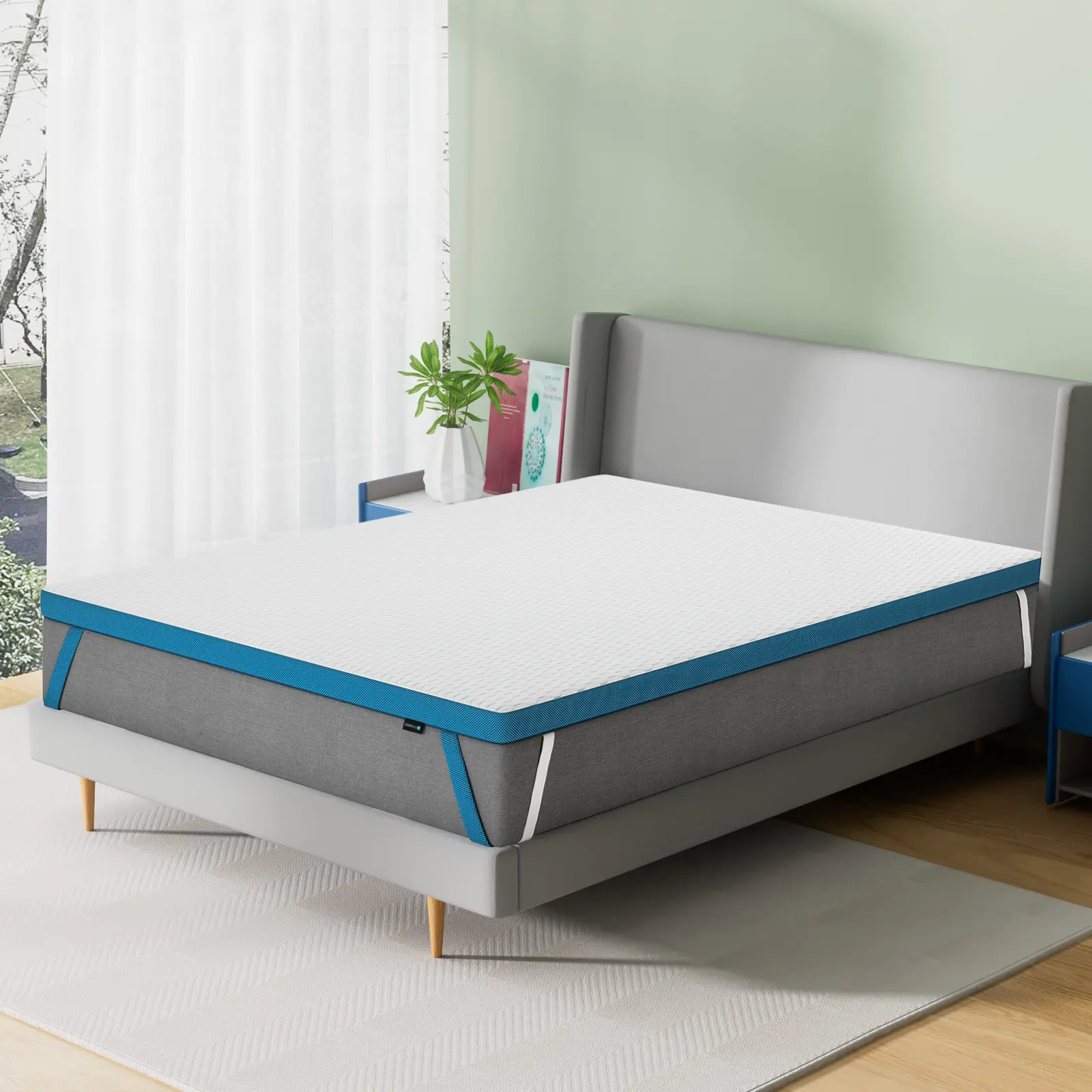 Flexpedic 2'' Visco Fusion Memory Foam Mattress Topper - Twin/Full Size, Ergonomic Design, Fatigue Alleviation, Pain-Relief, Ventilated, Moisture Removal, Fiberglass-Free, 100-Night Trial