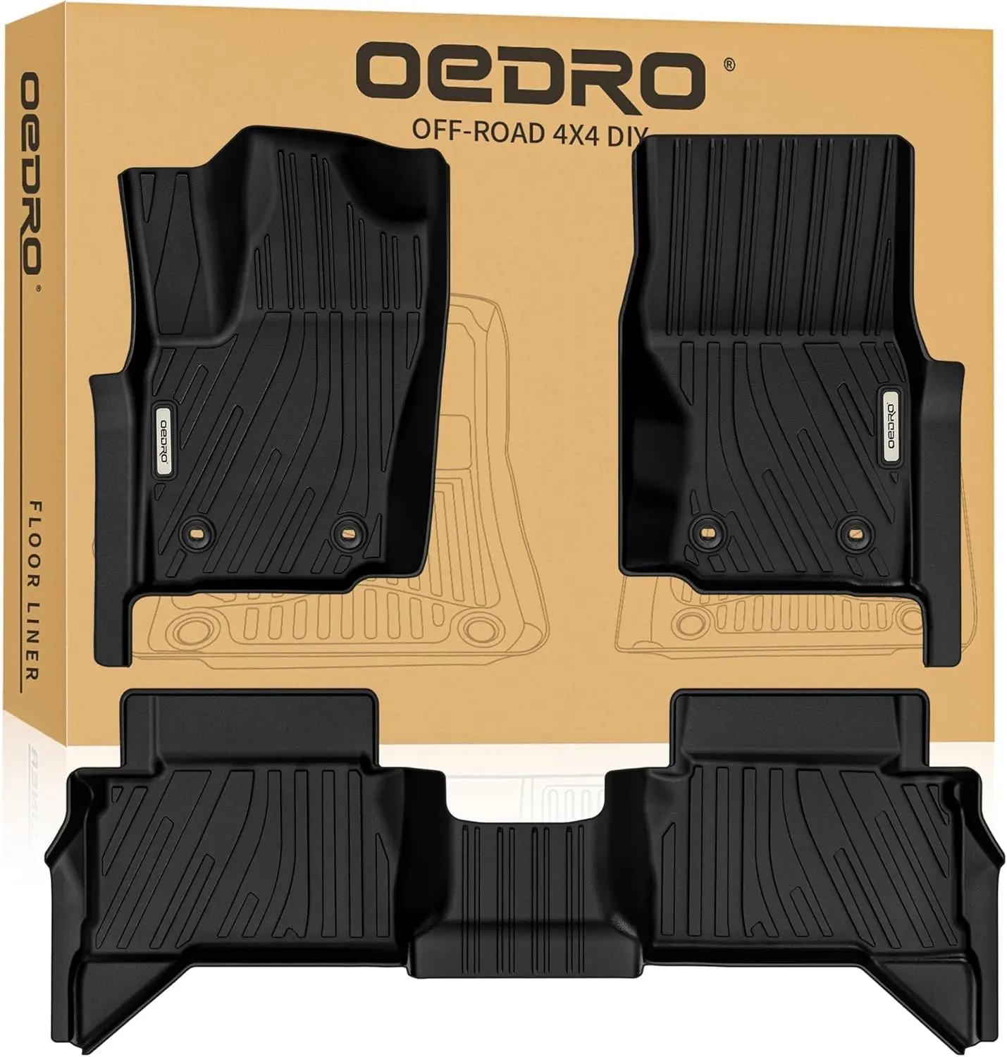 YITAMOTOR All Weather Floor Mats for Toyota Tacoma 2024 2025 Double Cab, Front & Rear Protector
