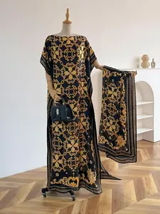 Women's Elegant Random Floral Print Long Sleeve Kimono Cover Up & Scarf Set, Boho Style Shawl & Scarf Set for Beach Vacation, Fashion Accessories for Women, Beach Cover Ups