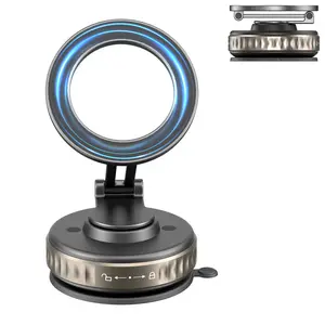 Universal Magnetic Phone Holder for Car, Strong Vacuum Suction Cup Mount, Dashboard & Windshield Phone Mount, Foldable Hands-Free Holder for All Smartphones & Vehicles - Works on Gym, Bathroom Mirrors & Smooth Surfaces