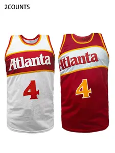 Atlanta #4 Stitched Men's Basketball Jersey -Breathable Retro Mesh Tank Top, Sleeveless Vest with Embroidered Design for Training & Competition,Casual Wear,Unisex, Sports Jersey