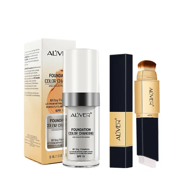 ALIVER Adjustable Tint Concealer & Foundation Stick with Brush, Hydrating & Waterproof SPF 15 Formula for a Flawless Finish on Fair Skin Tones & All Skin Types for Adults, Flawless Base