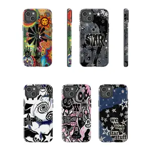 Grunge Trippy Collage Phone Case – Y2K Aesthetic with Psychedelic Art, Star Quotes, Doodle Graffiti & Retro Vib for iPhone 17 16 15 14 13 12 11 Pro Max Plus Air Mini | Rugged Defender Skin