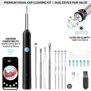 1080P HD Ear Wax Removal Tool with Camera, 6 Ear Spoon Set, Rechargeable USB/Battery Dual Power, tar Cleaning Device for Safe Ear Care Ear Wax Removal Kit Wireless  Ear Cleaner Earwax Removal Kit spring gift earwax removal tool waterproendoscope  visual