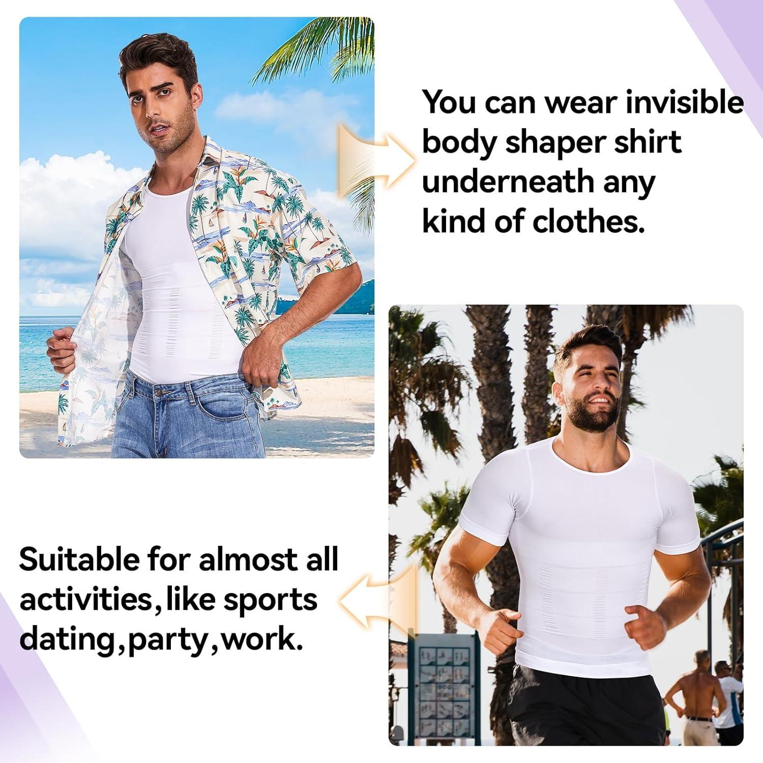 1/2/3/4 Pack Menswear Compression Body Shaper Shapewear Stretchy Short Sleeve Shirt Breathable Lightweight Comfy Workout Tank Top Sports VestĀ Fitness Tee Gym Exercise Activewear Elastic Formal Fabric Casual Natural Dress Soft Mesh