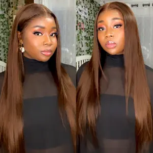 Megalook 13x6 Glueless Lace Frontal Wig Pre-Everything Ear To Ear Natural Hairline #4 Chestnut Brown HD Lace Skin Melted Silky Straight Human Hair Wigs With Drawstring #TikTokShopHolidayHaul