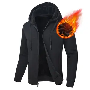 【Plus Size】Men's High-Quality Zip Up Hoodie - A Heavyweight Fleece Sweatshirt Jacket with Sherpa Lining, Specially Designed for Winter to Keep You Warm and Cozy, a Perfect Outerwear Coat plaid hoodie Tops Long Sleeve Casual Black Zipper Sweater