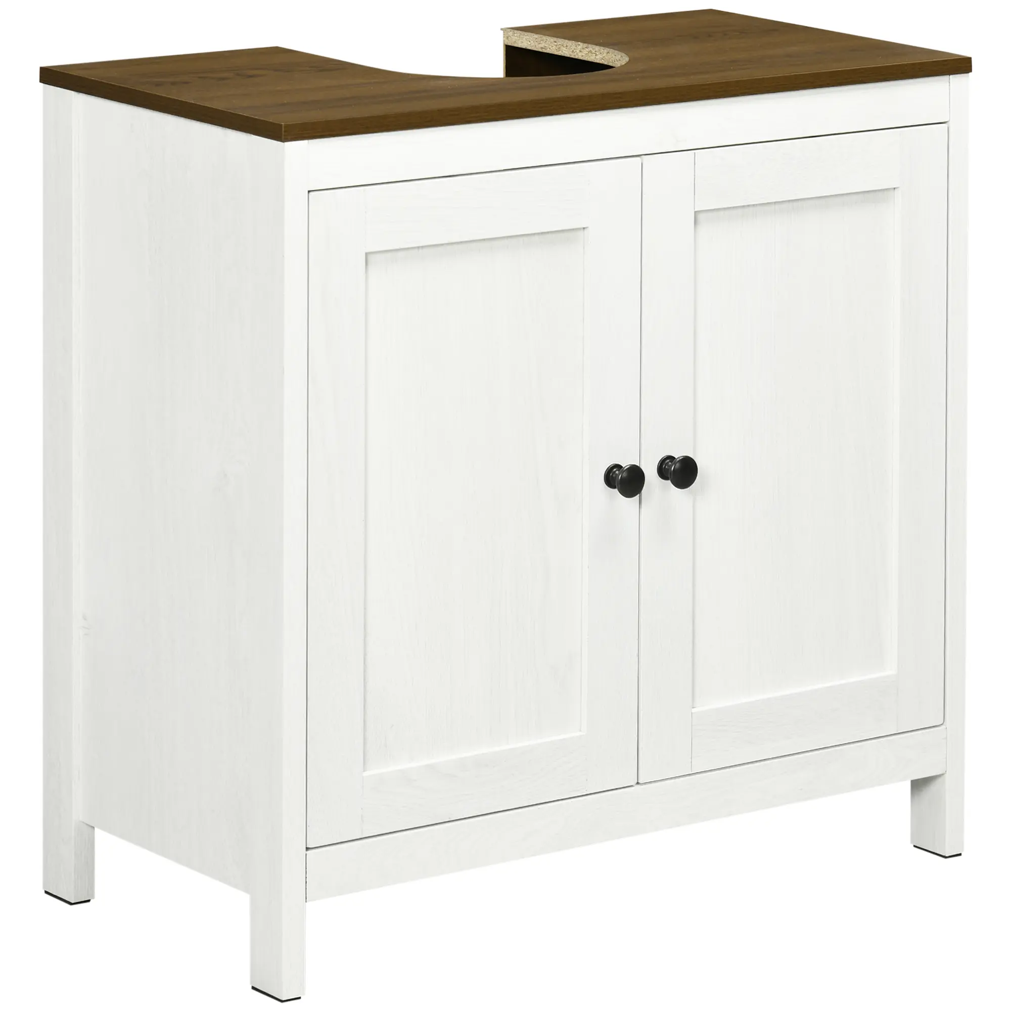 Kleankin Modern Antique White Floor-Standing Bathroom Sink Cabinet, Freestanding Double-Door Storage Cupboard with Adjustable Shelves, Anti-Tipping Hardware, 22 lbs. Total, 23.5" W x 11.75" D x 23.5" H, Requires Assembly, Bathroom Storage Cabinet, Storage