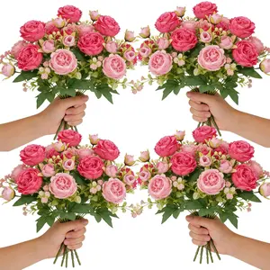 4-Pack Simulated Cloud Dream Peony Roses, Perfect for Easter & Mother's Day, Elegant Floral Arrangement, Vibrant Faux Flowers, Durable Fake Flower Decoration