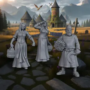 DND Miniature RPG Figures, Three Farmers Fantasy Miniatures for Role-Playing Games, RPG Terrain Models for Rural Life and Countryside Settings, Collectible Fantasy Figures for Gaming, Perfect Gift for TTRPG Enthusiasts
