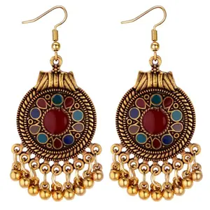 Women Ethnic Tassel Flower Bead Earrings – Long Dangle Hook, Lightweight Gift