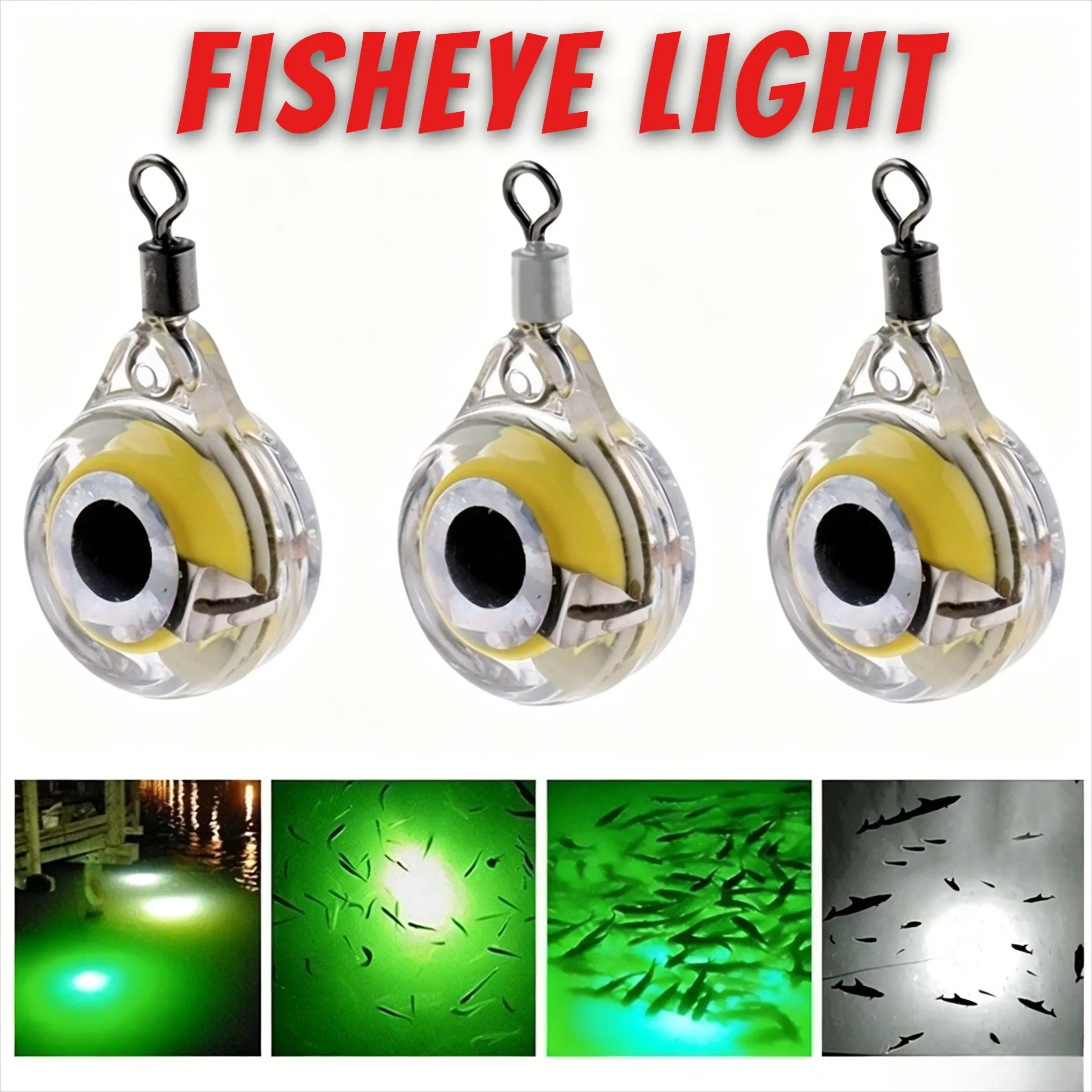 Fish Eye LED Attractor Light - Waterproof Underwater Flashing Lure Lamp with Swivel, Outdoor Fishing Equipment, Mini Sized Fisherman Accessories, Small Lure Accessories, Gift for Night Fishing Enthusiasts