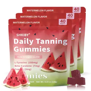 SHKIBY 3-Pack Watermelon Flavor Tanning Gummies with Astaxanthin 6000µg per Gummy for Sensitive Beige Allergen-Free Daily Vitamin Gummies Boosts Melanin for Beach Pool